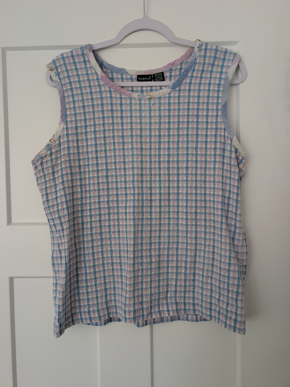 Northcrest Blue and Pink Gingham Sleeveless Tank